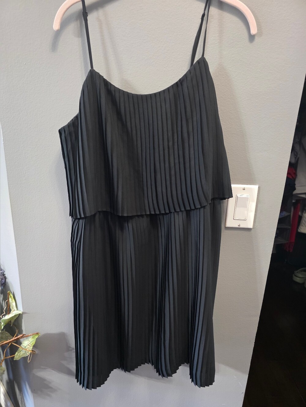 Target Black Pleated Mini Dress with Spaghetti Straps